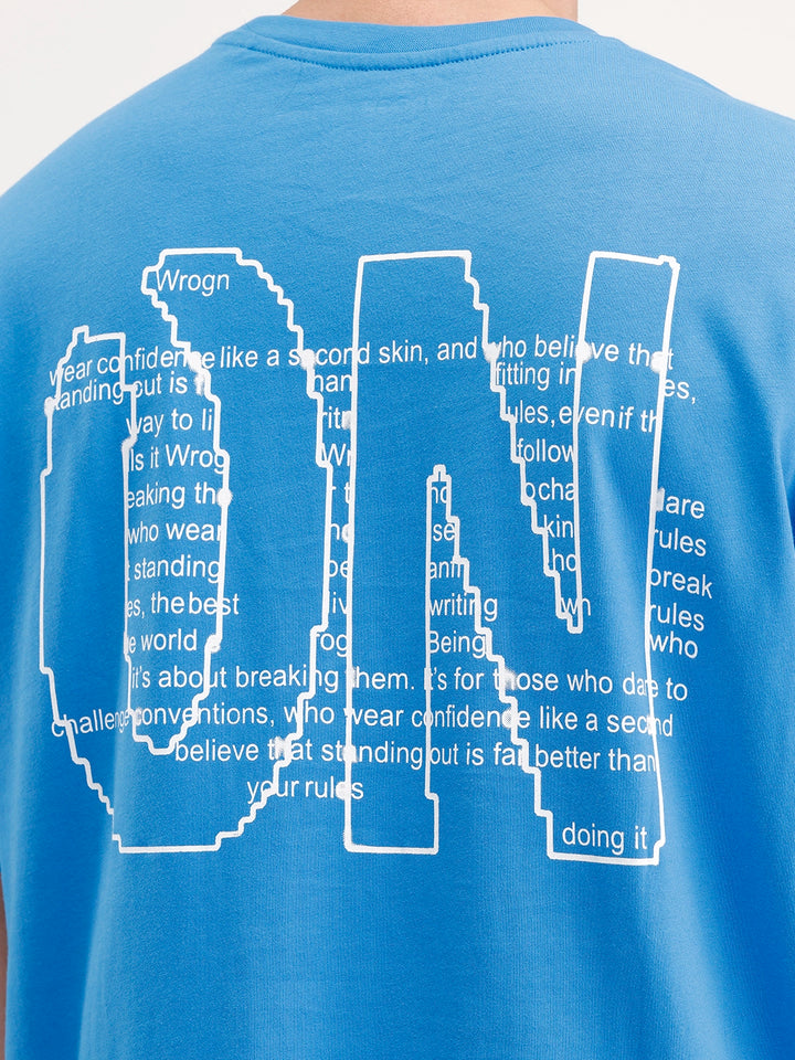 Oversized Back Printed T-shirt | Blue