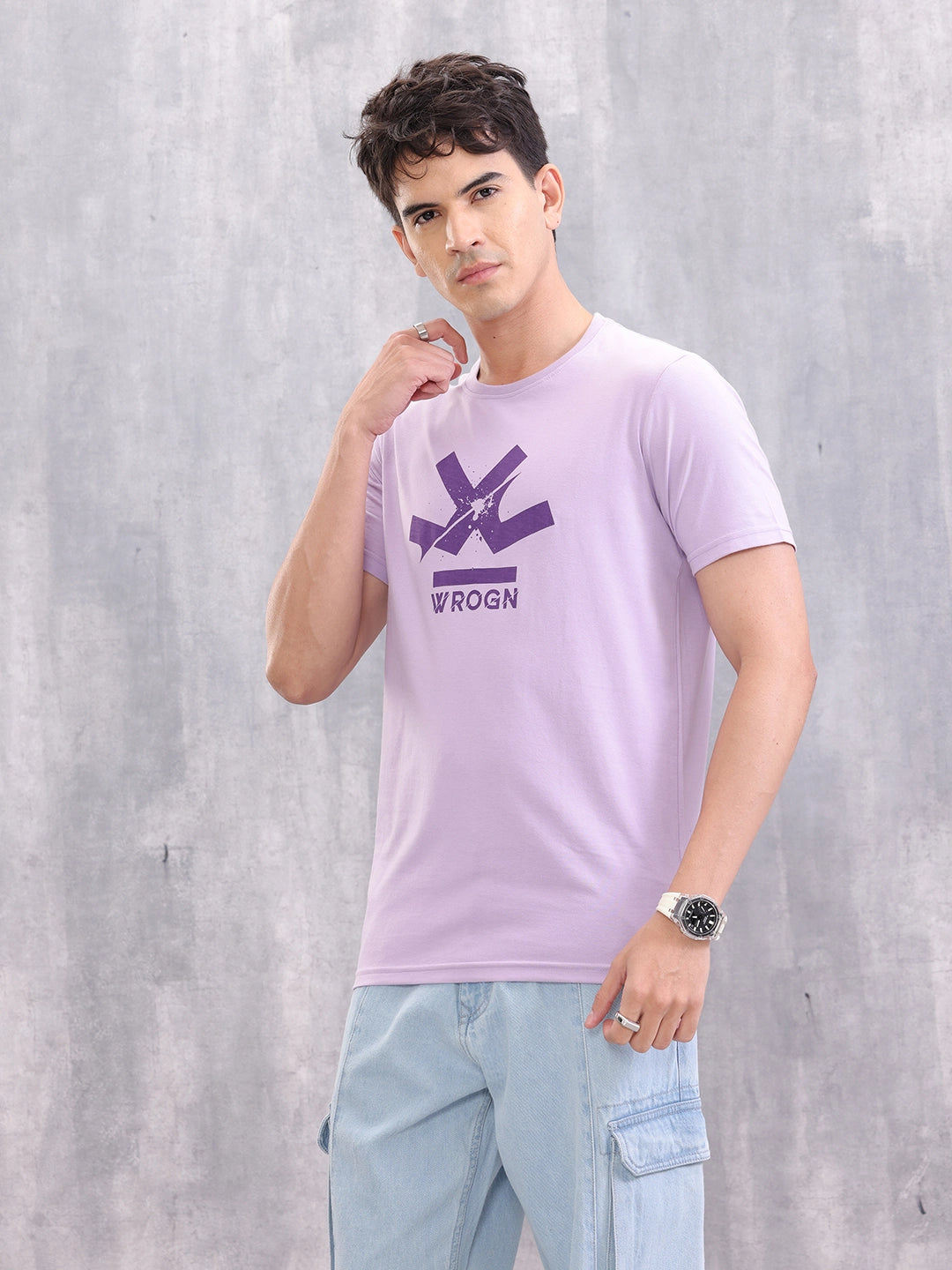 Placement Printed Logo T-Shirt | Purple