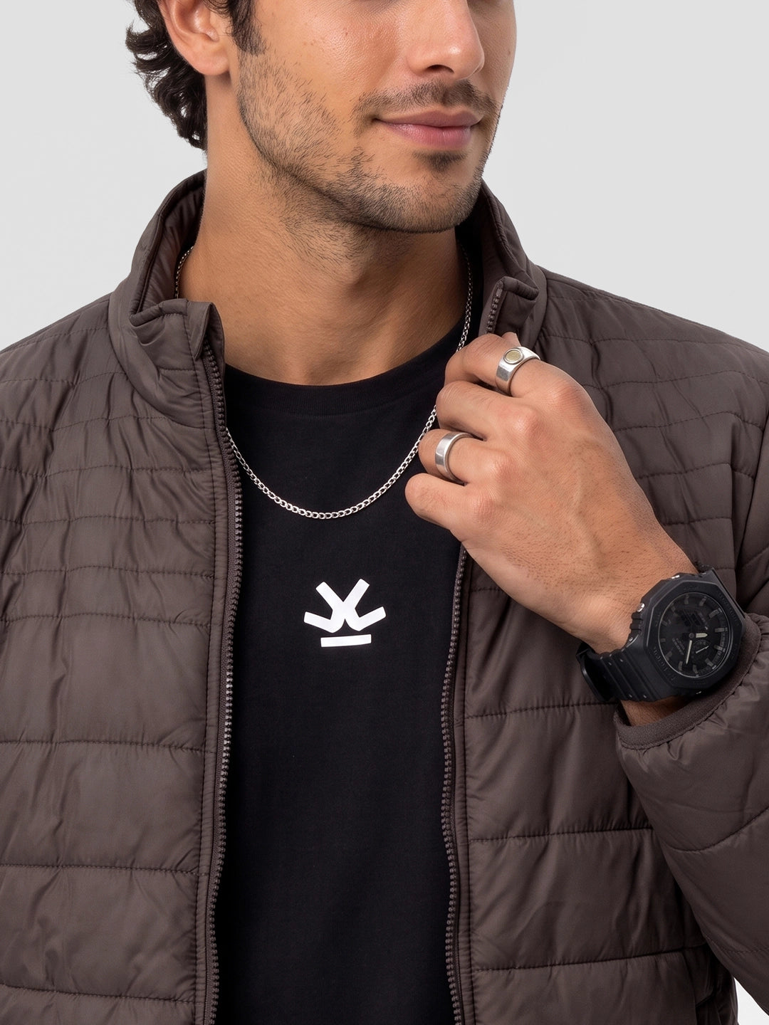 Regular Fit Puffer Jacket | Brown