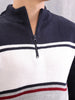 Colourblock Half Zipper Pullover Sweater | Navy Blue