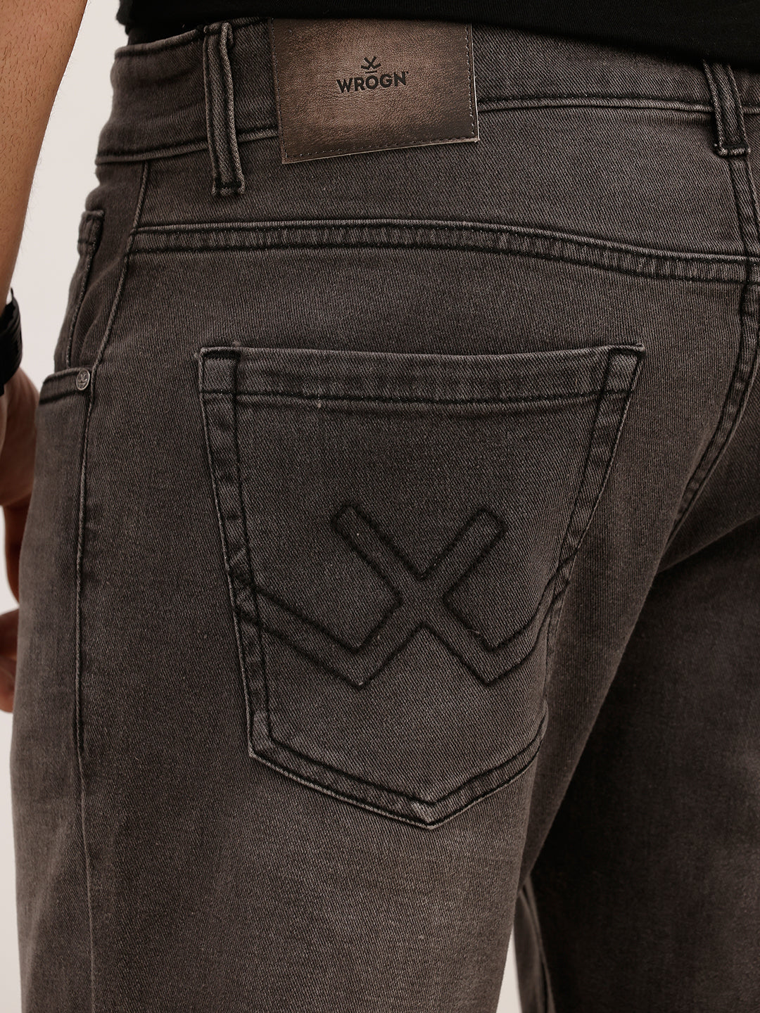 Washed Skinny Crop Denim Jeans | Dark Grey