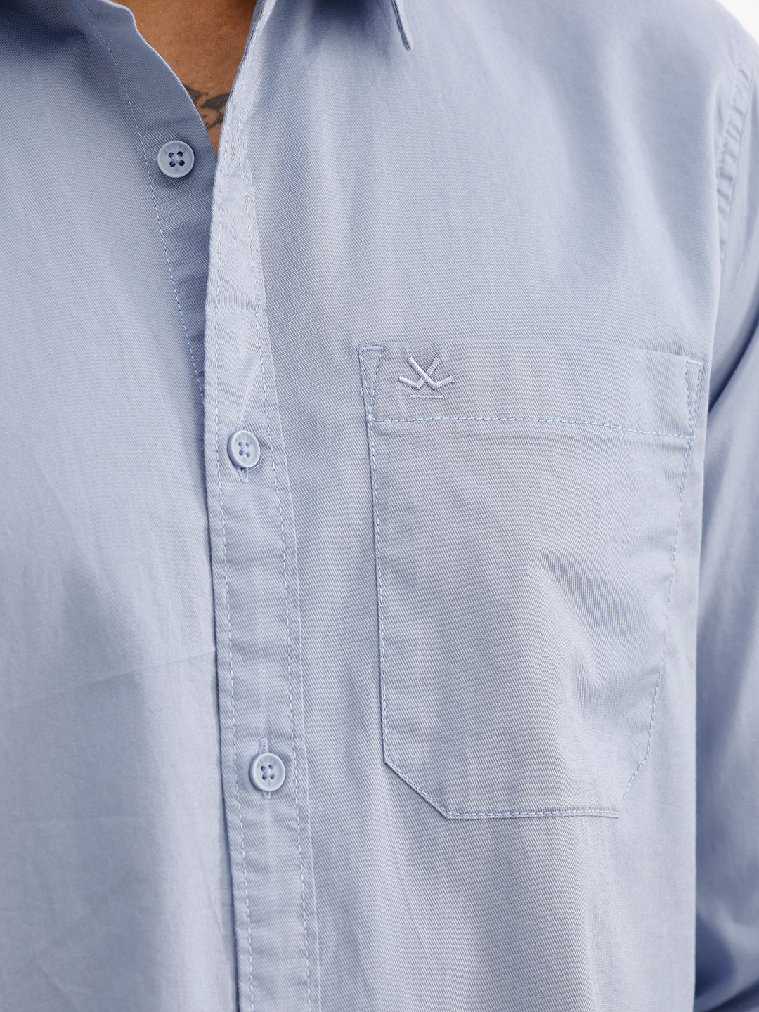 Solid Regular Fit Full Sleeve Shirt | Light Blue
