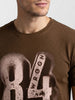 Slim Fit Placement Printed T-Shirt | Brown