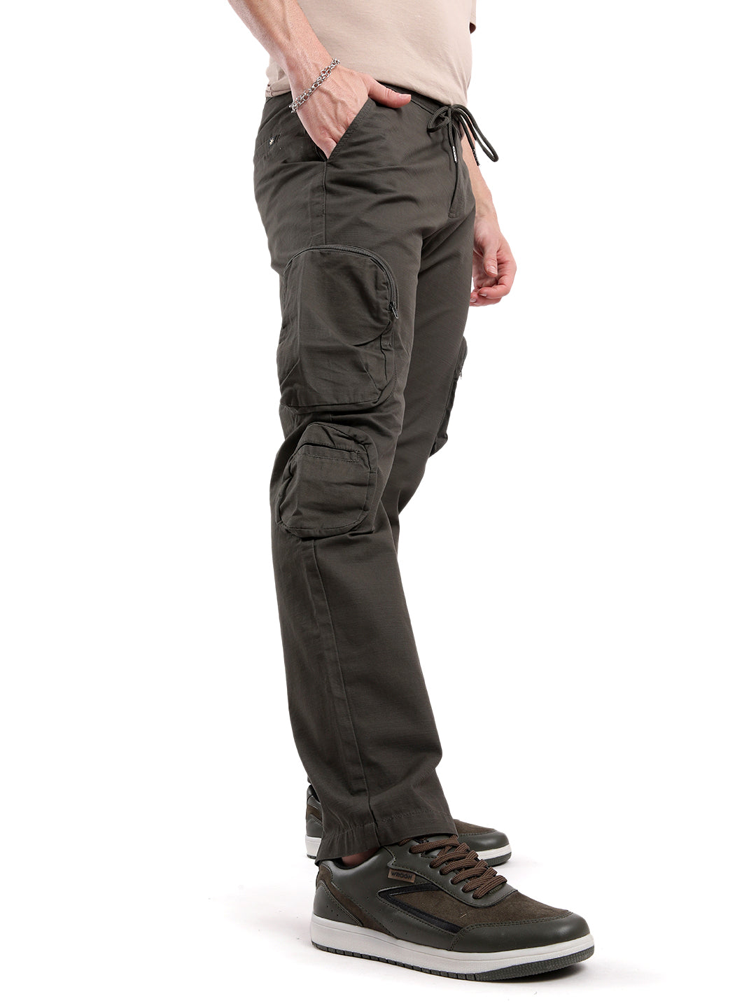 Olive Twill Cargo Joggers Wrogn