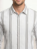Textured Slim Fit Striped Shirt | White