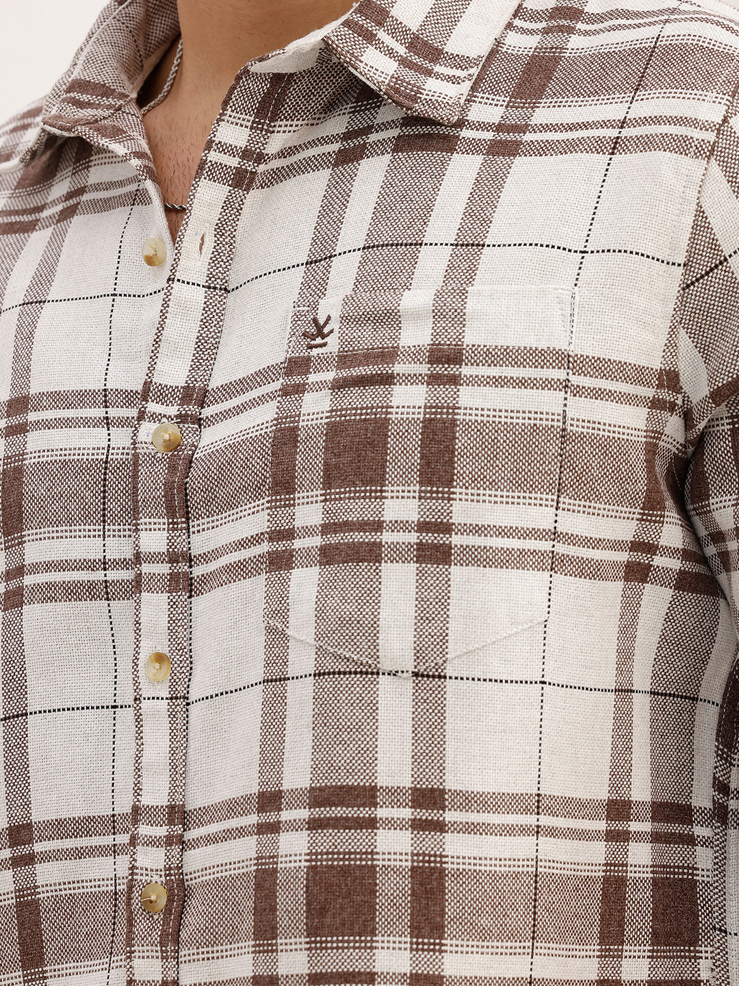 Slim Fit Checkered Full Sleeve Shirt | Green