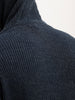 Solid Regular Fit Knitted Hooded Sweater | Blue