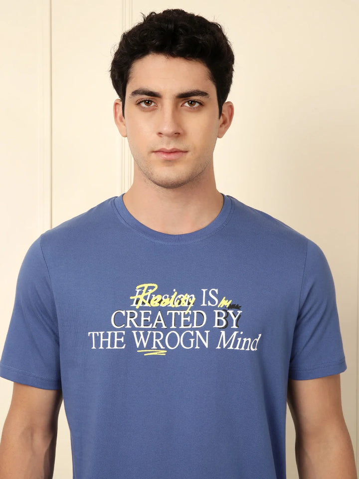 Wrogn Mind Printed Blue T-Shirt