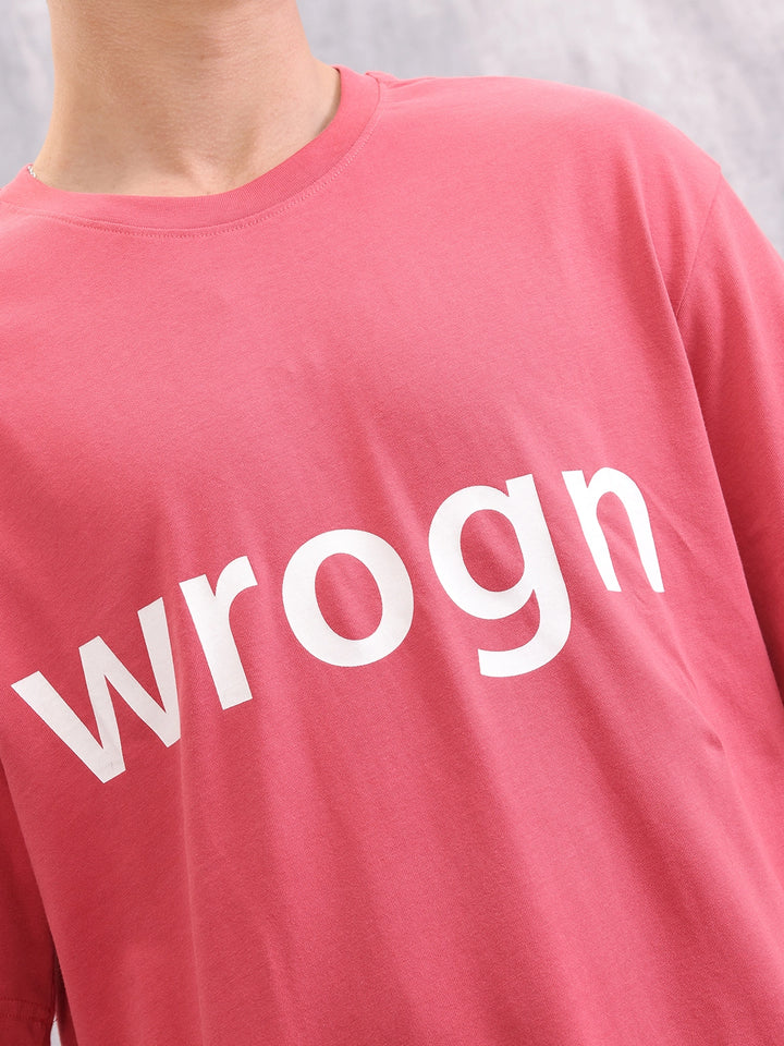 Wrogn Typo Printed Oversized Fit T-shirt | Red