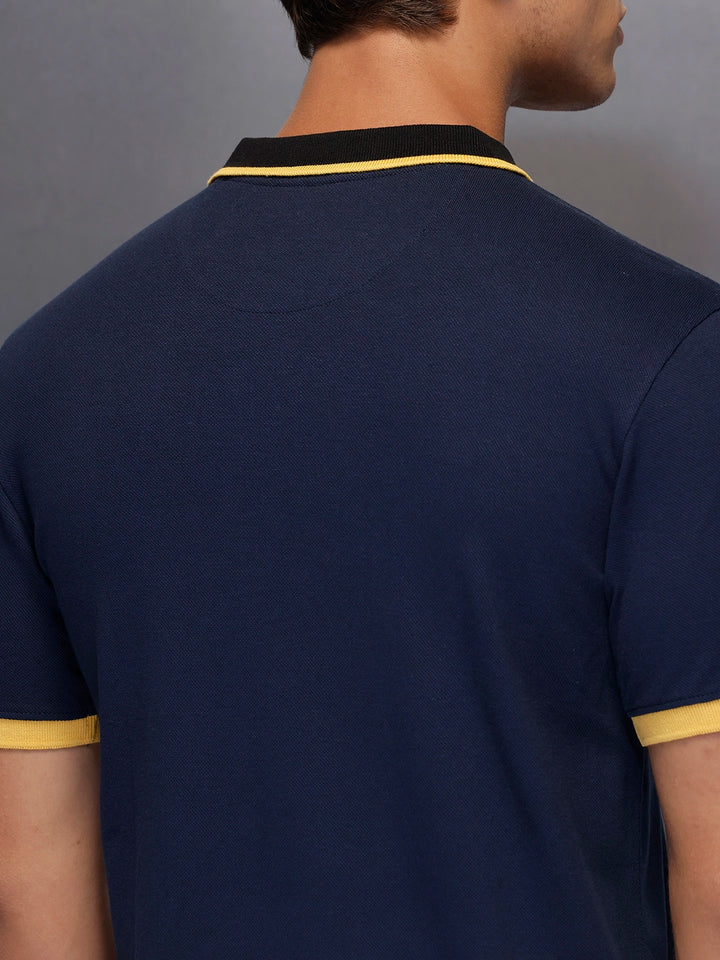 Classic Tipping Collar Polo T-Shirt   |  Navy Blue