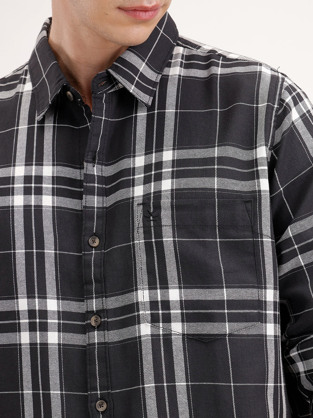 Regular Fit Checkered Shirt | Black