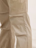 Solid Straight Fit Cargo Trouser | Beige