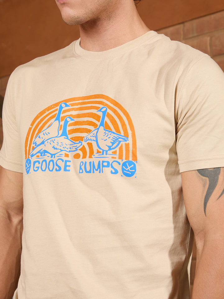 Flock Printed Slim Fit T-Shirt | Khaki