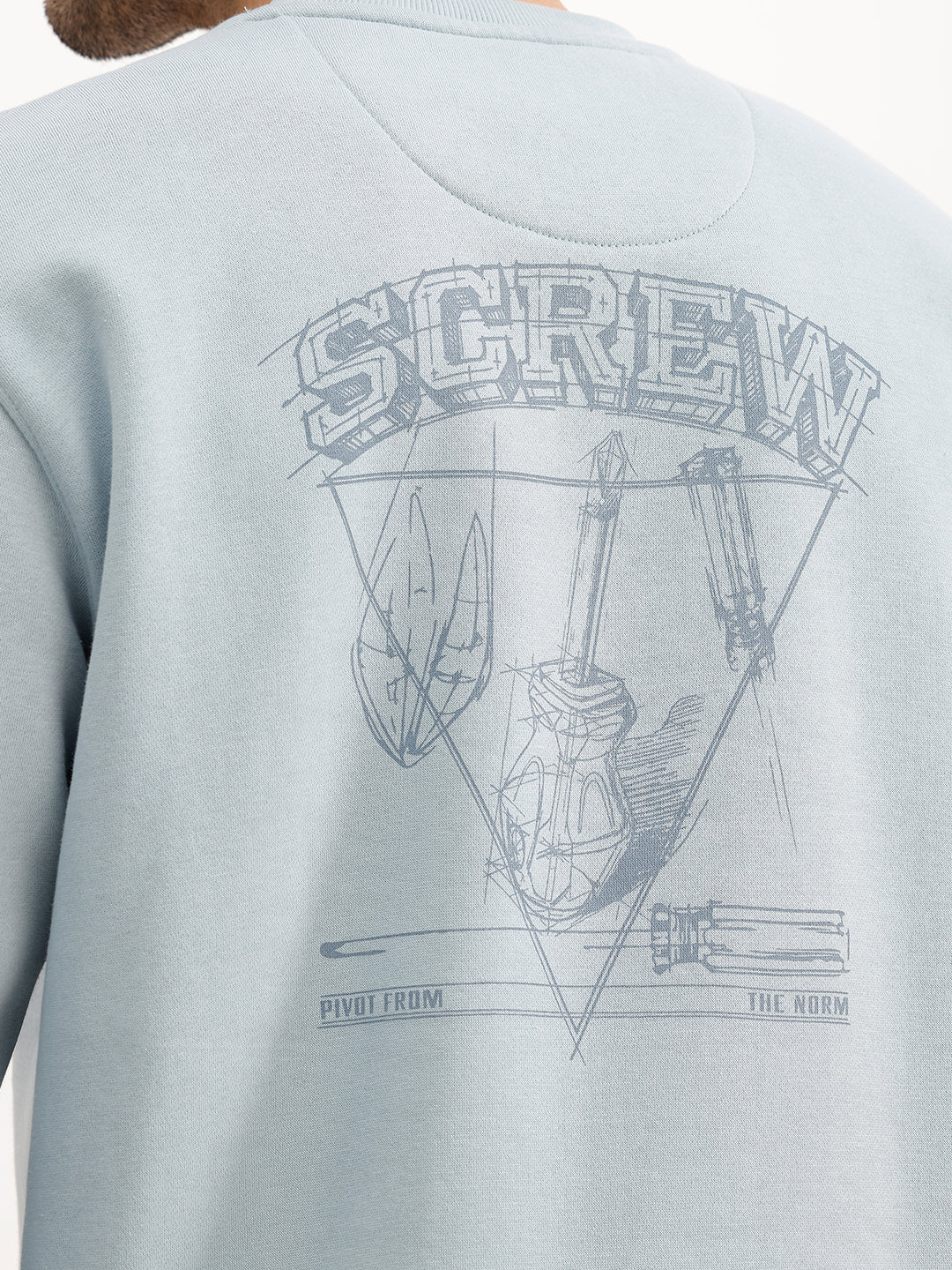 Comfort Fit Placement Printed Sweatshirt | Light Blue