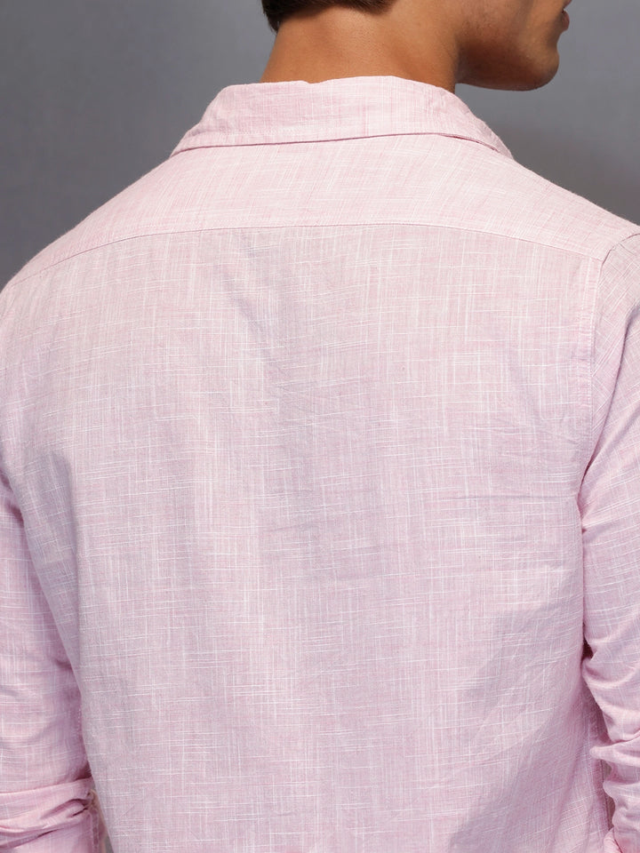 Solid Linin Blend Shirt   |  Pink