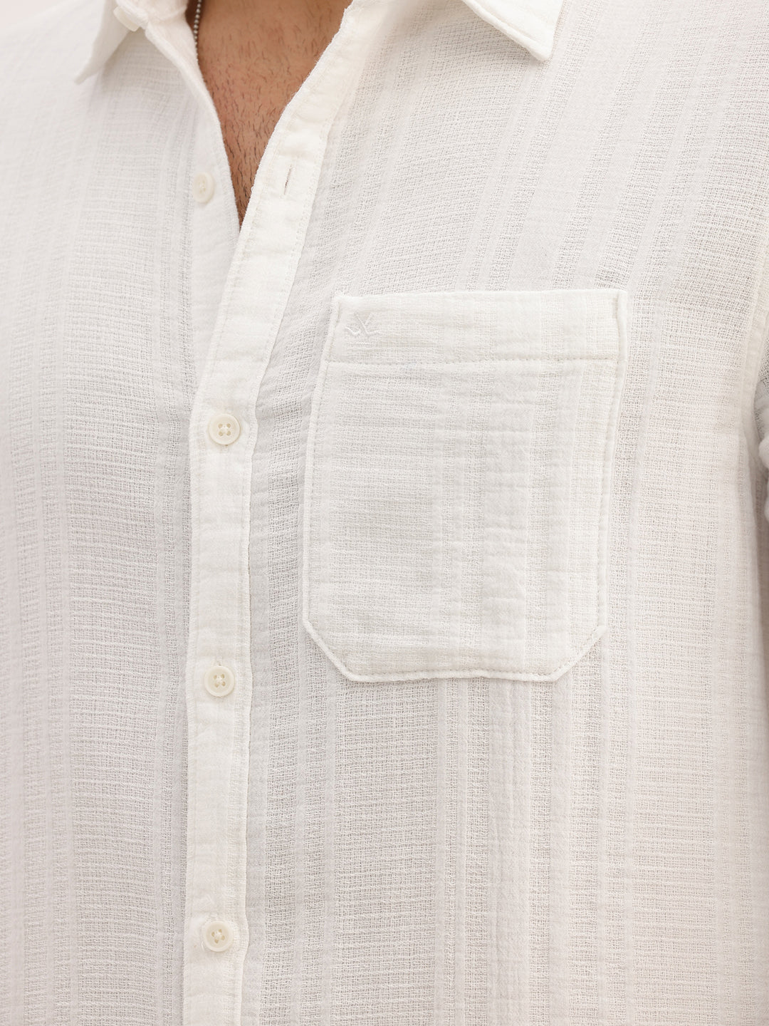 Classic Slim Fit Textured Shirt | White