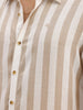 Slim Fit Striped Full Sleeve Shirt | Beige