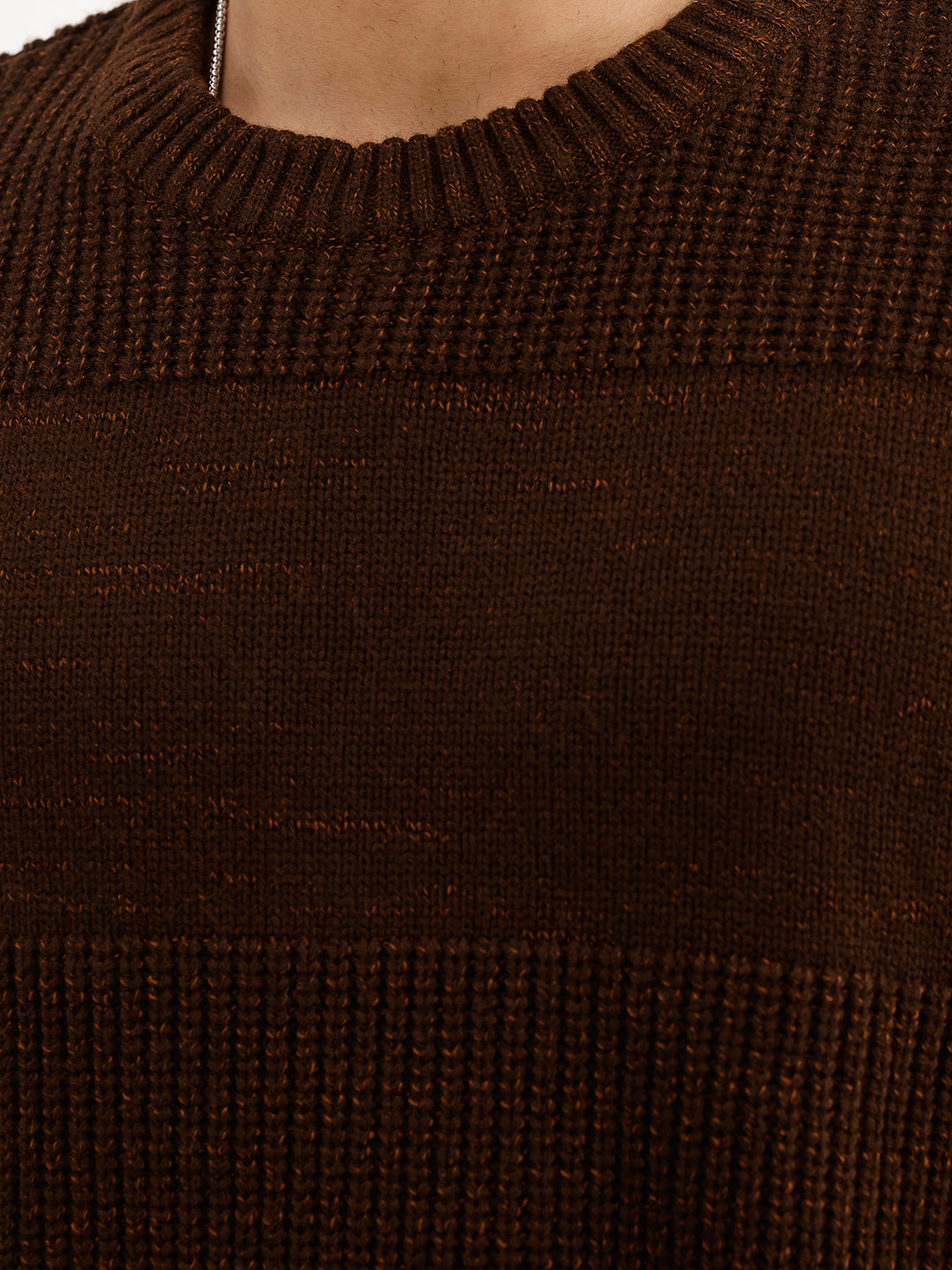Solid Oversized Knitted Sweater | Brown