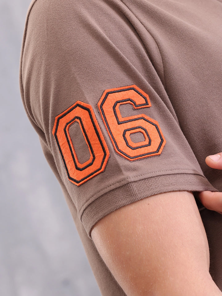 Sporty Slim Fit Polo T-Shirt | Brown