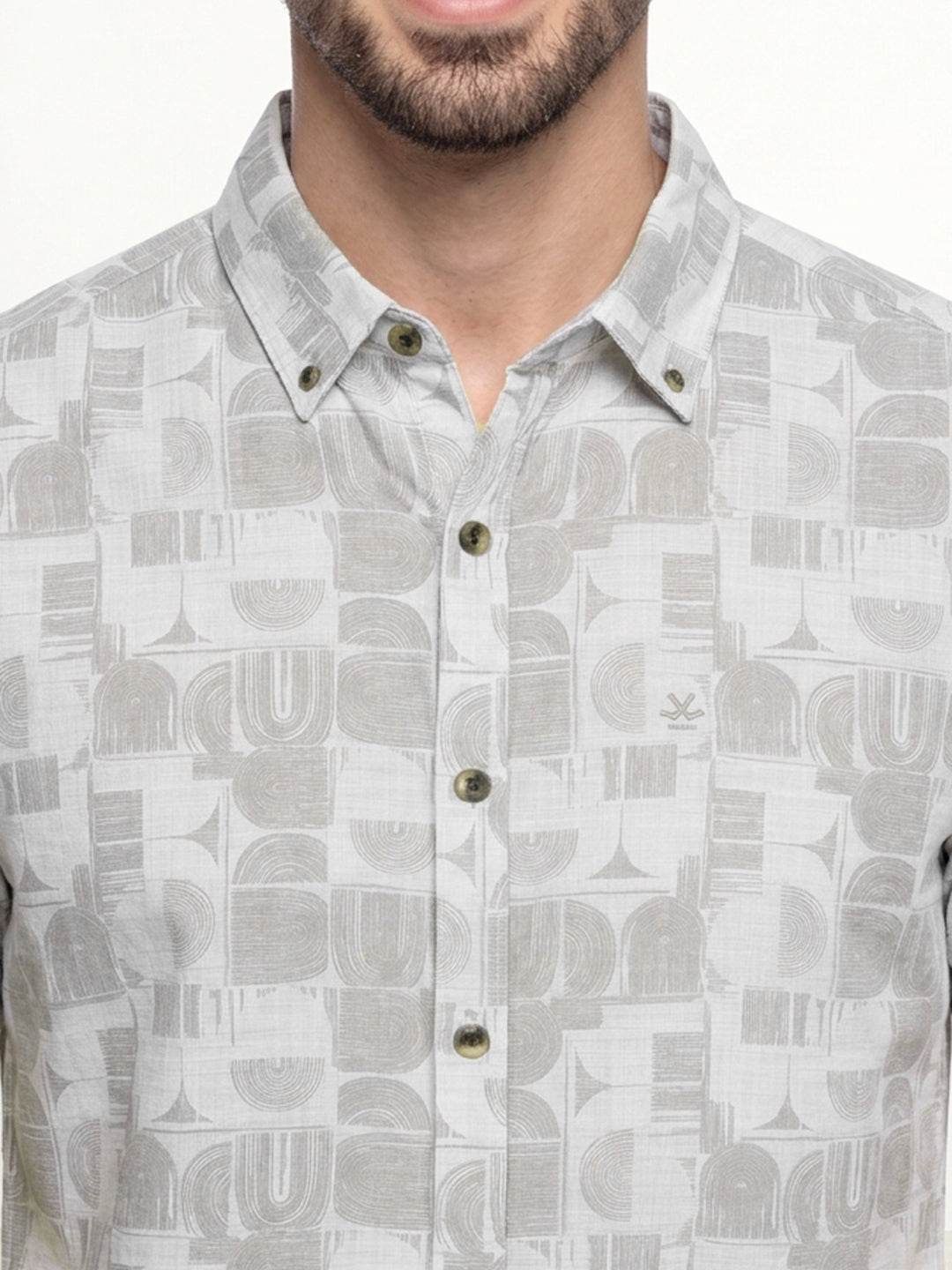 Slim Fit AOP Full Sleeve Shirt | Grey