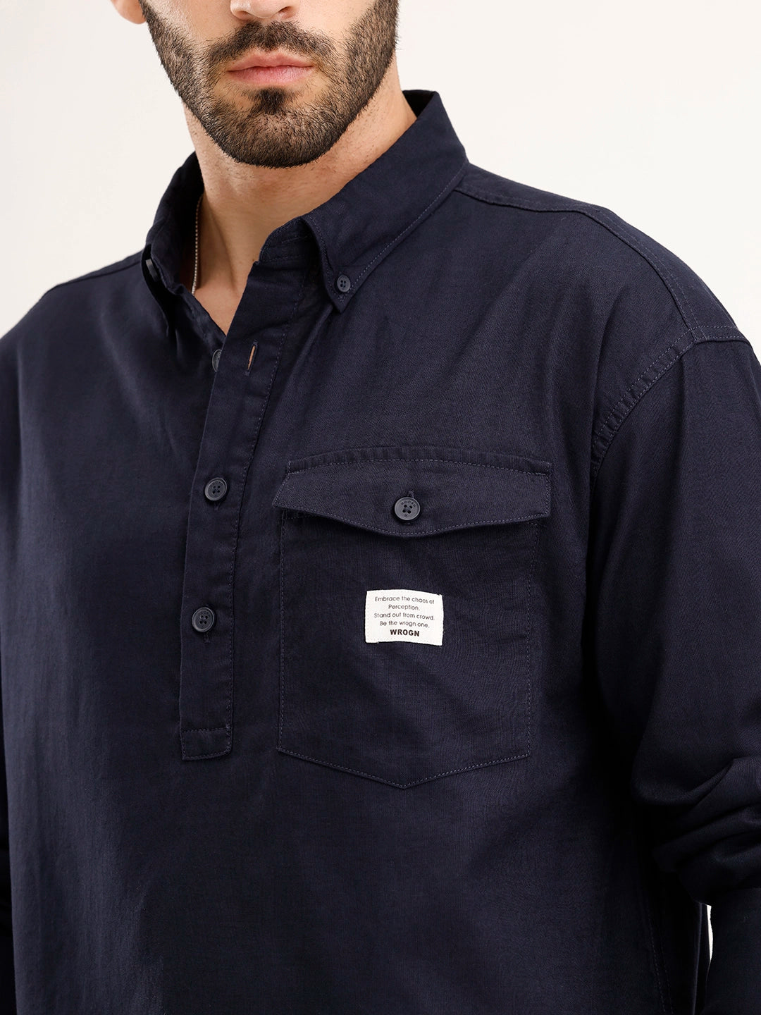 Classic Oversized Fit Shirt | Navy Blue