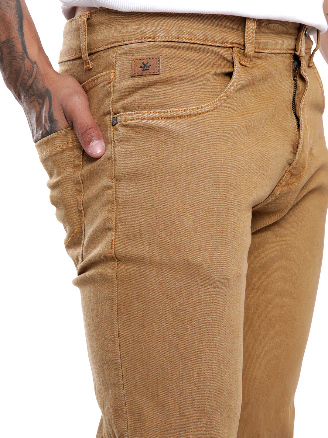 Khaki Slim Fit Denim Jeans