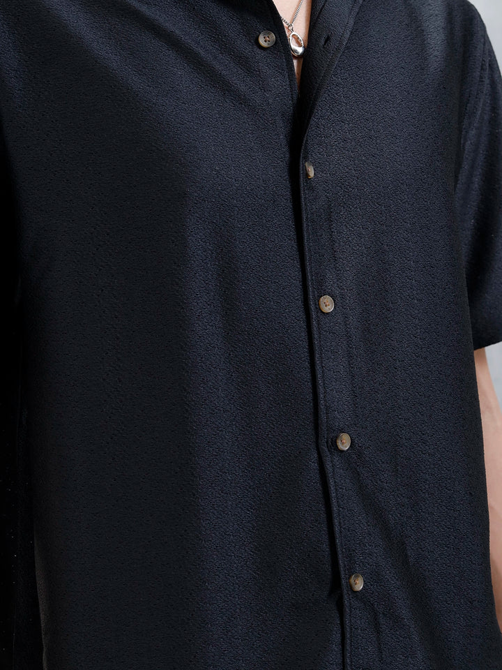 Men's Textured Casual Shirt | Black