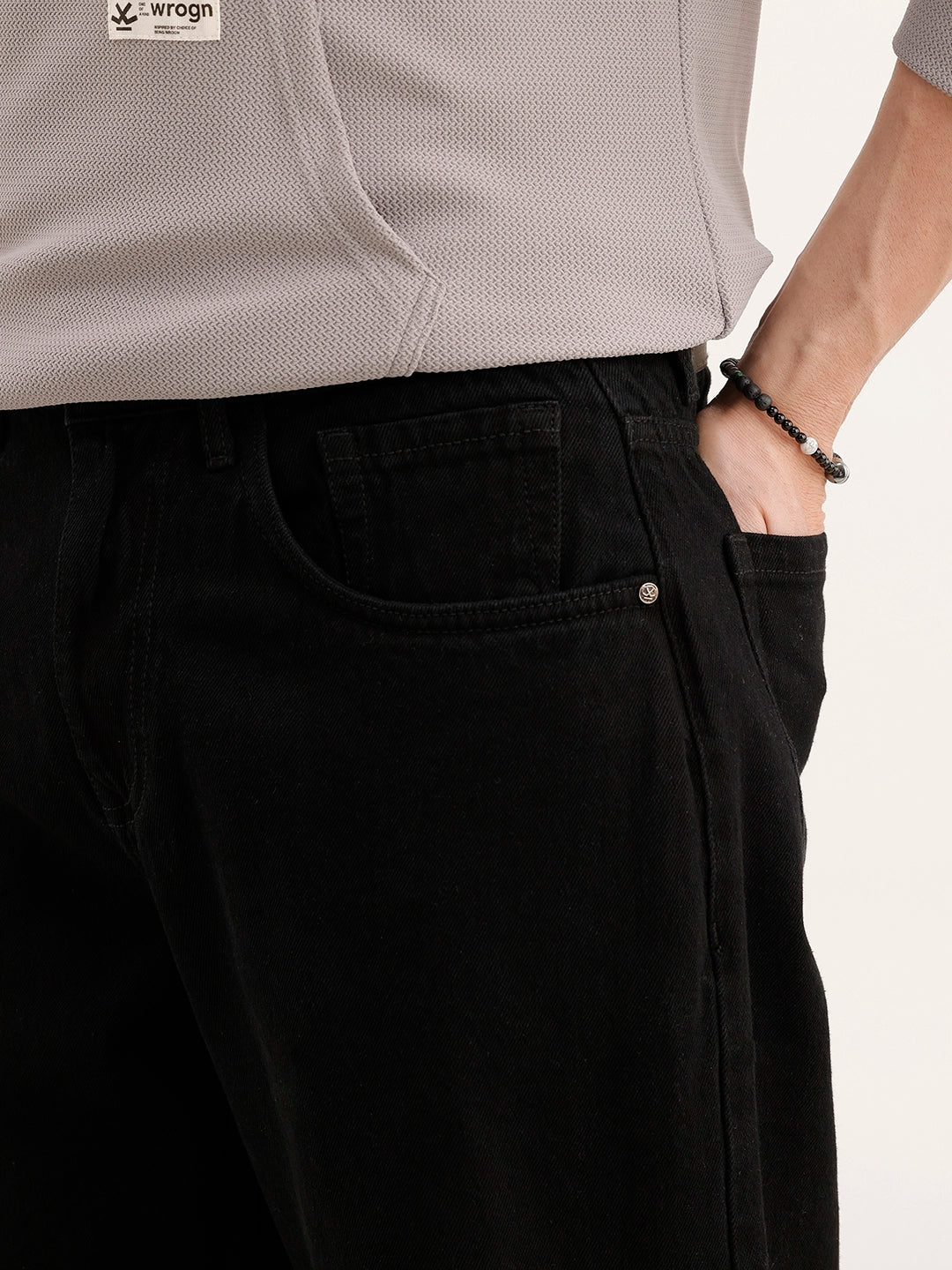 Solid Loose Fit Denim Jeans | Black