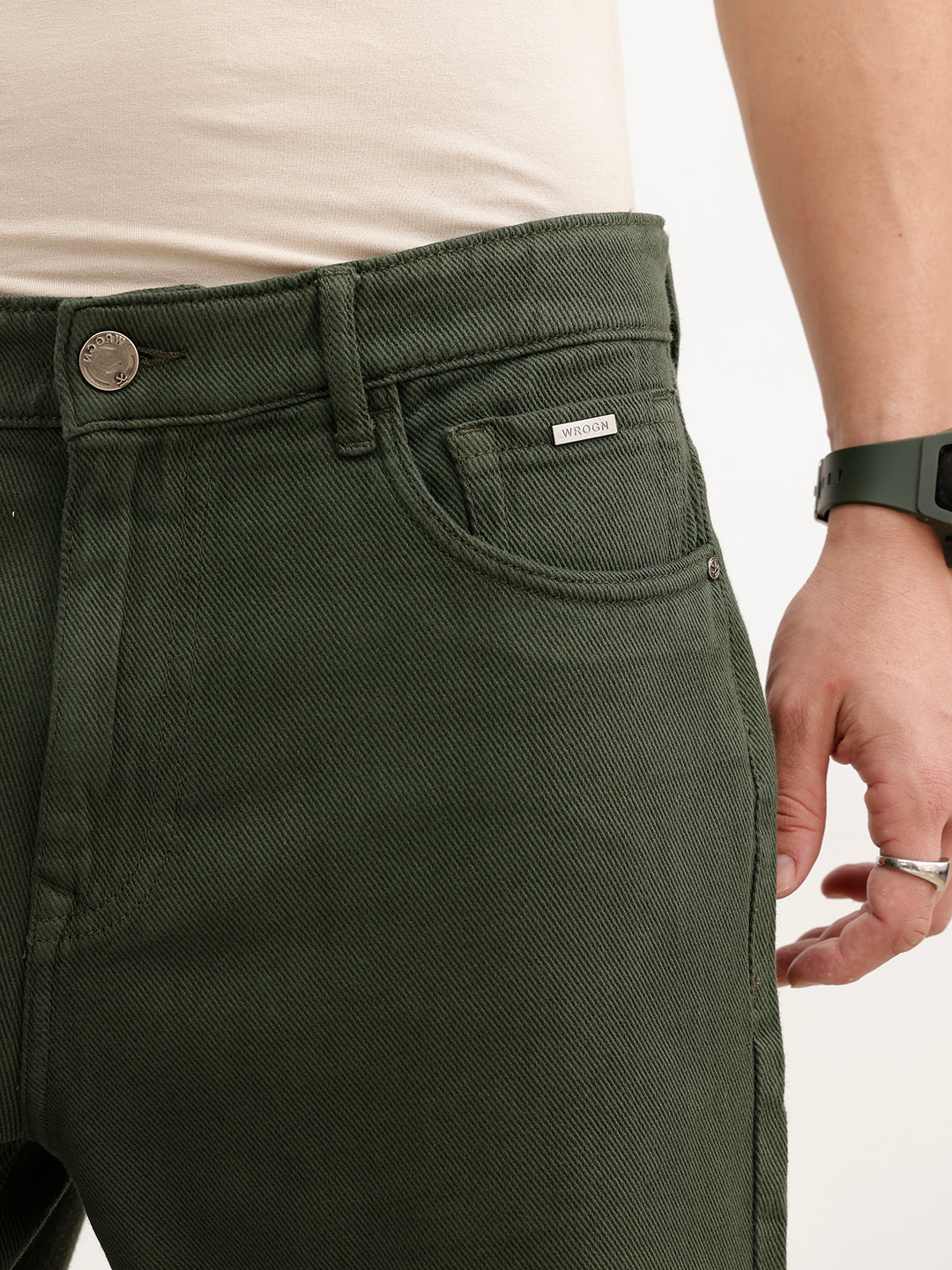 Solid Anti Fit Denim Jeans | Olive