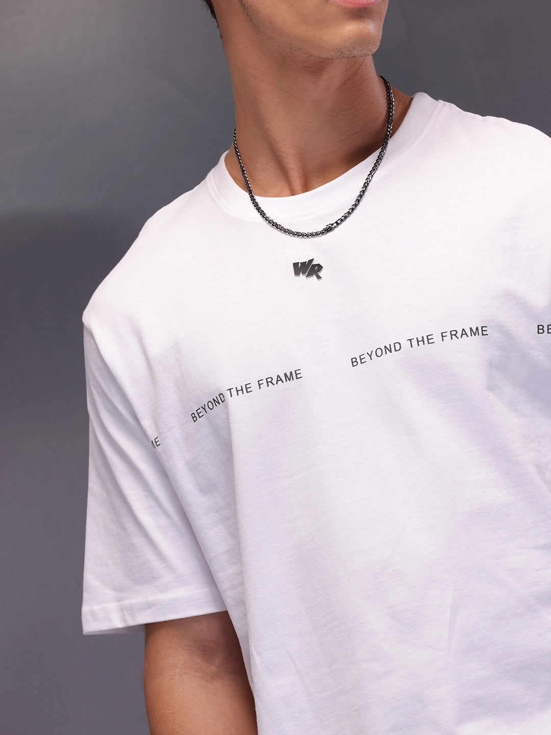 Placement Printed Oversized T-Shirt | White