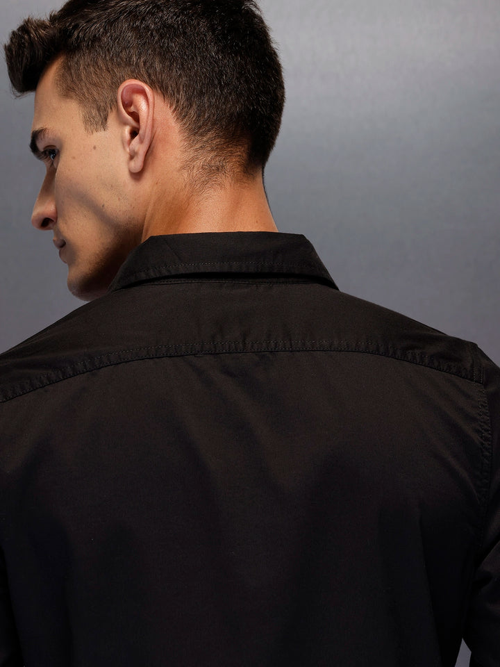 Men's utility shirt with dual chest pockets | Black