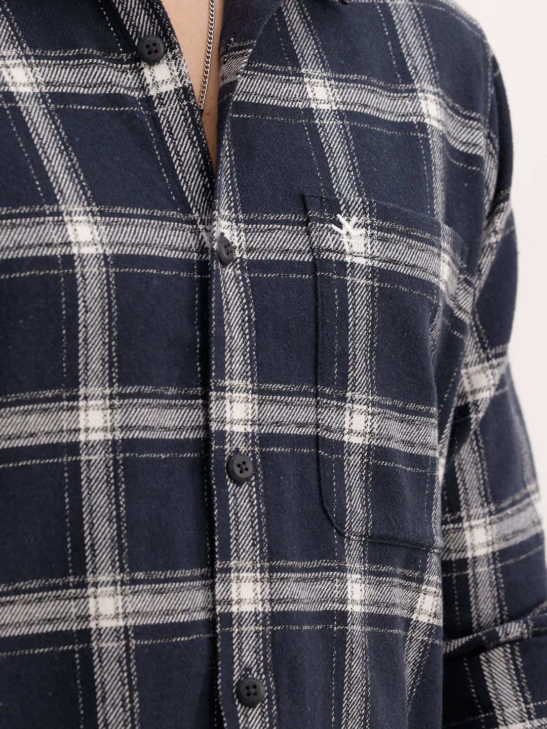 Slim Fit Full Sleeve Checkered Shirt | Navy Blue | WSH02FSSL0326S