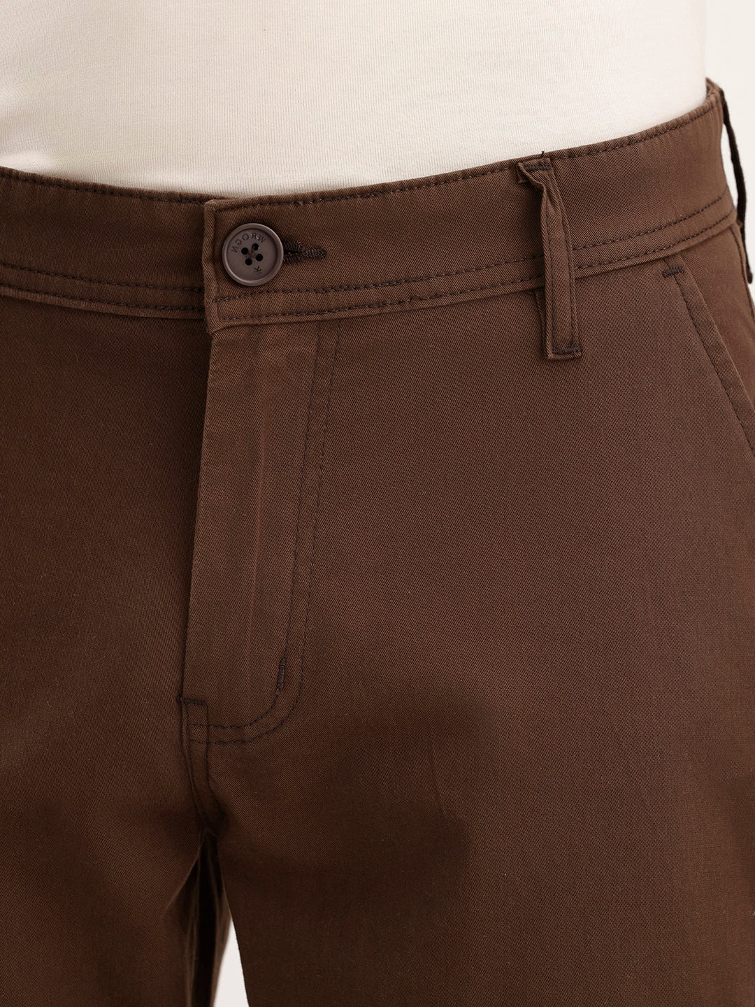 Solid Straight Fit Trouser | Brown
