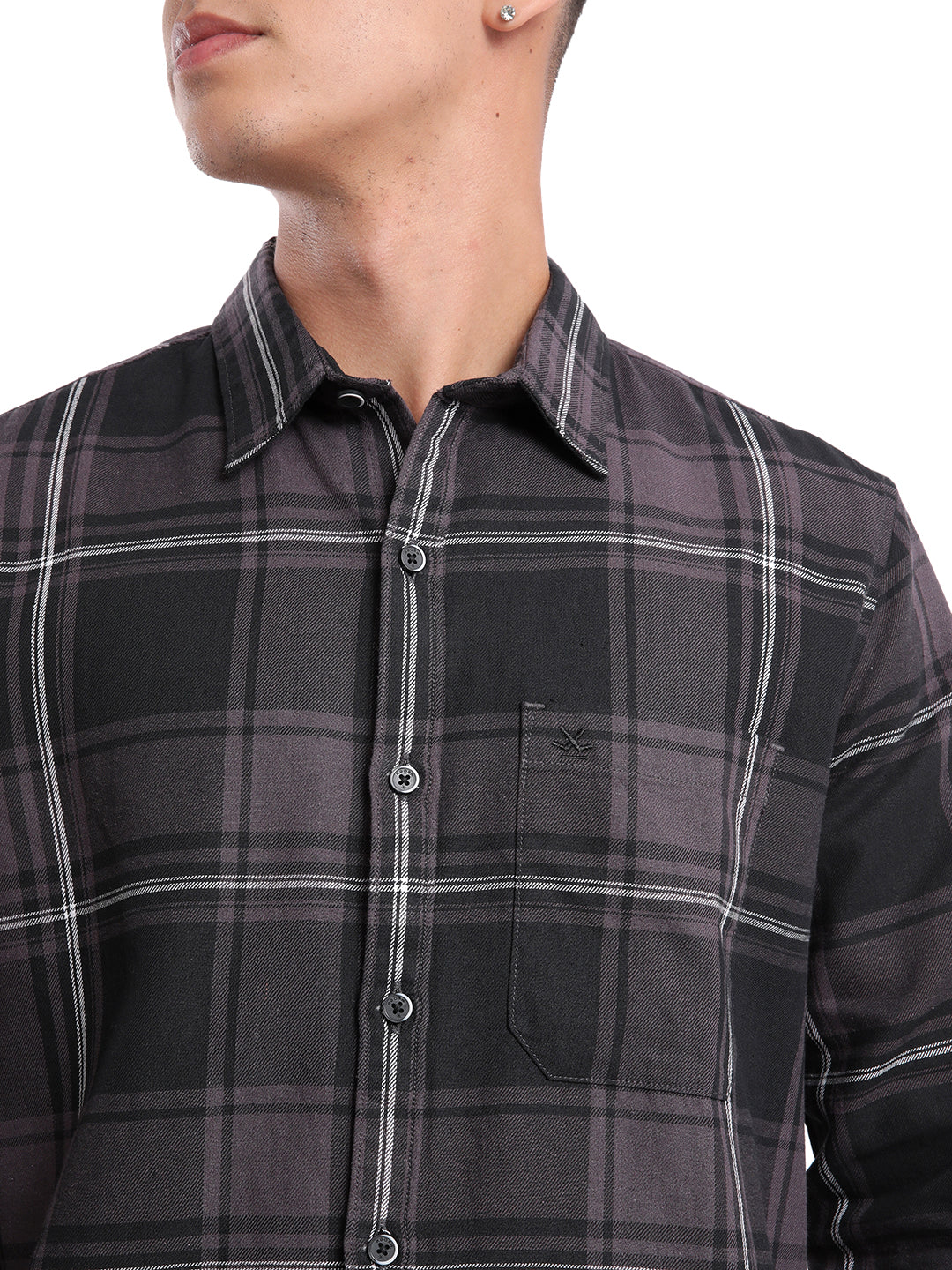 Basic Black Checked Cotton Shirt