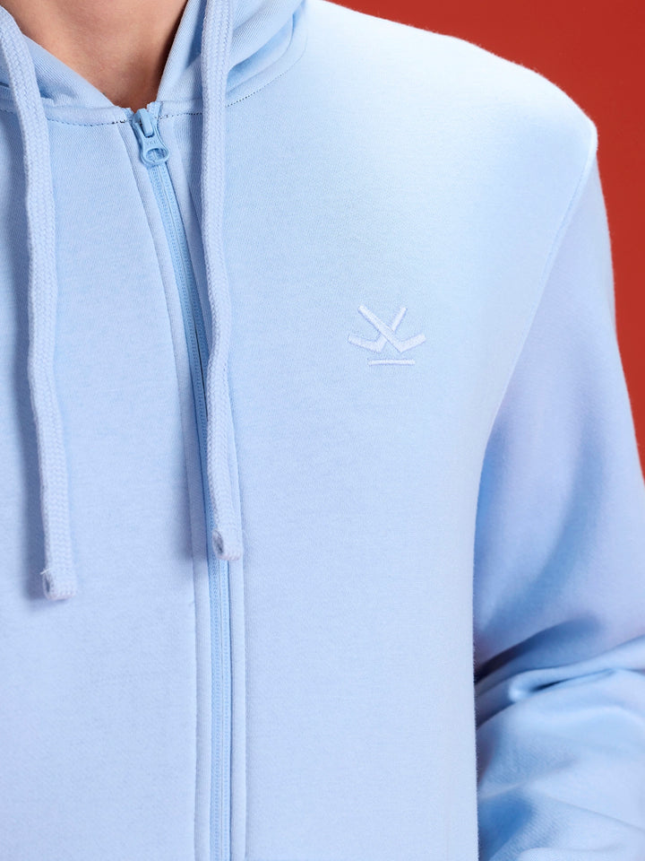 Men’s Solid Zip-Up Hoodie Sweatshirt | Blue