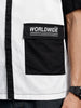 Men's casual colourblock oversized fit shirt | WHITE AND BLACK