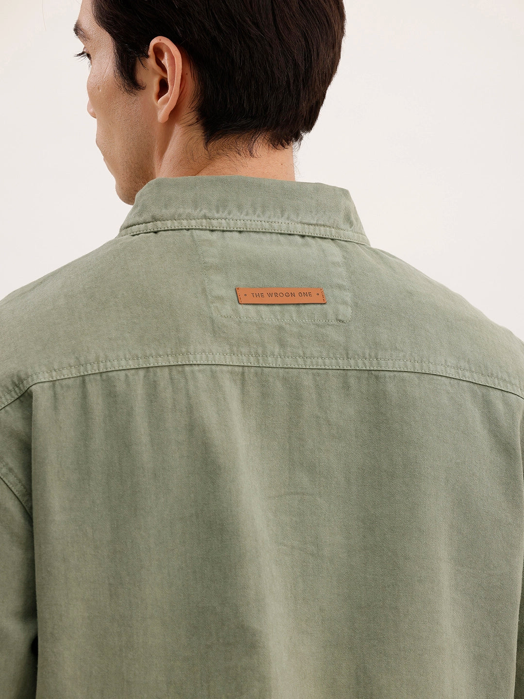 Oversized Zipper Denim Jacket | Olive