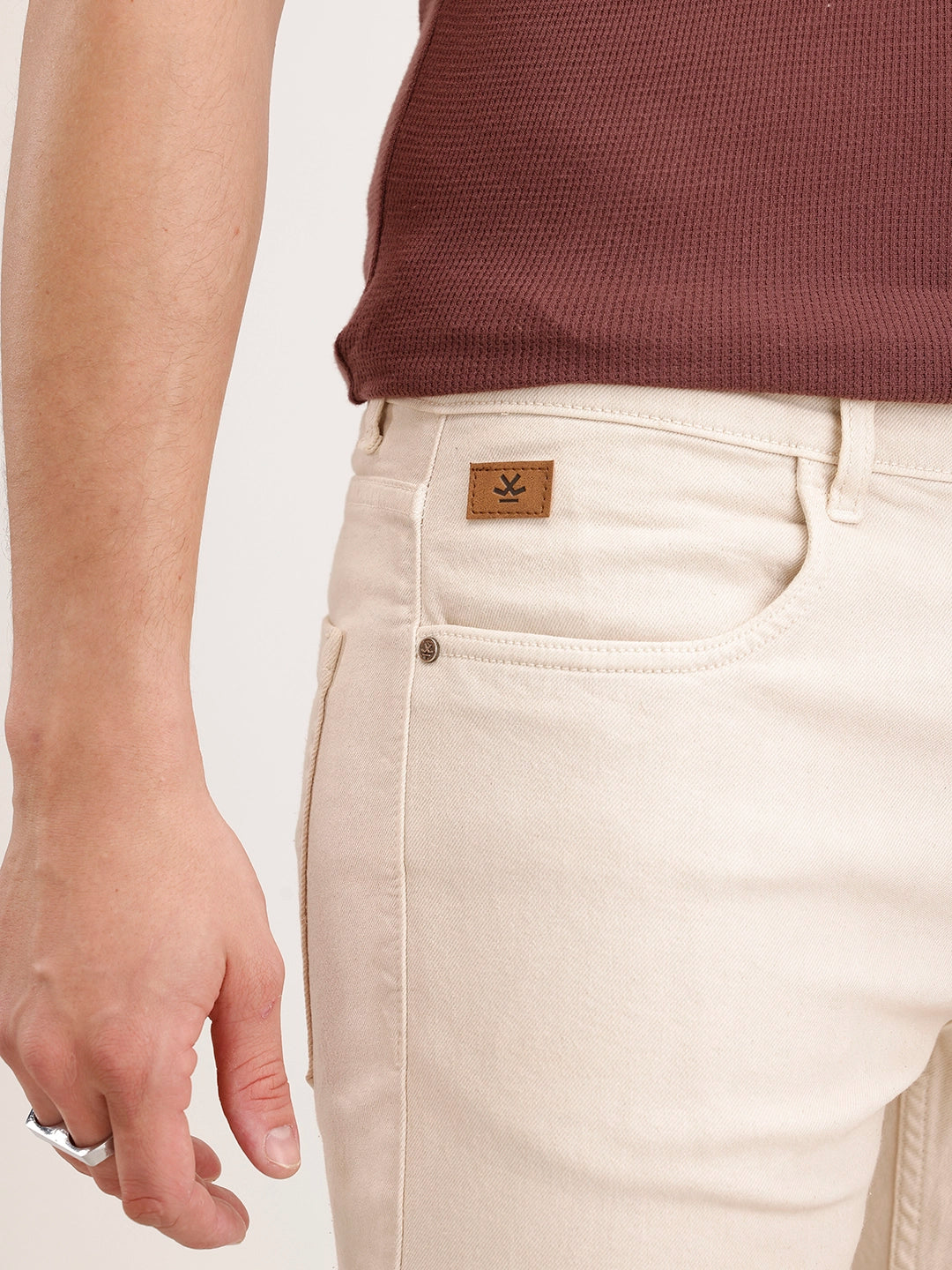 Slim Fit Denim Jeans | Beige