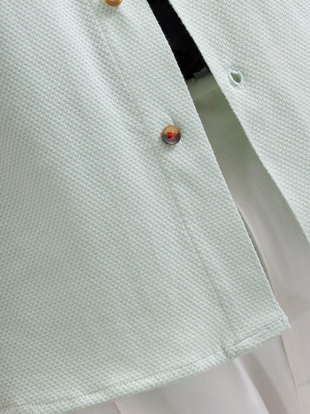 Knit Popcorn Textured Slim Fit Shirt | Light Green