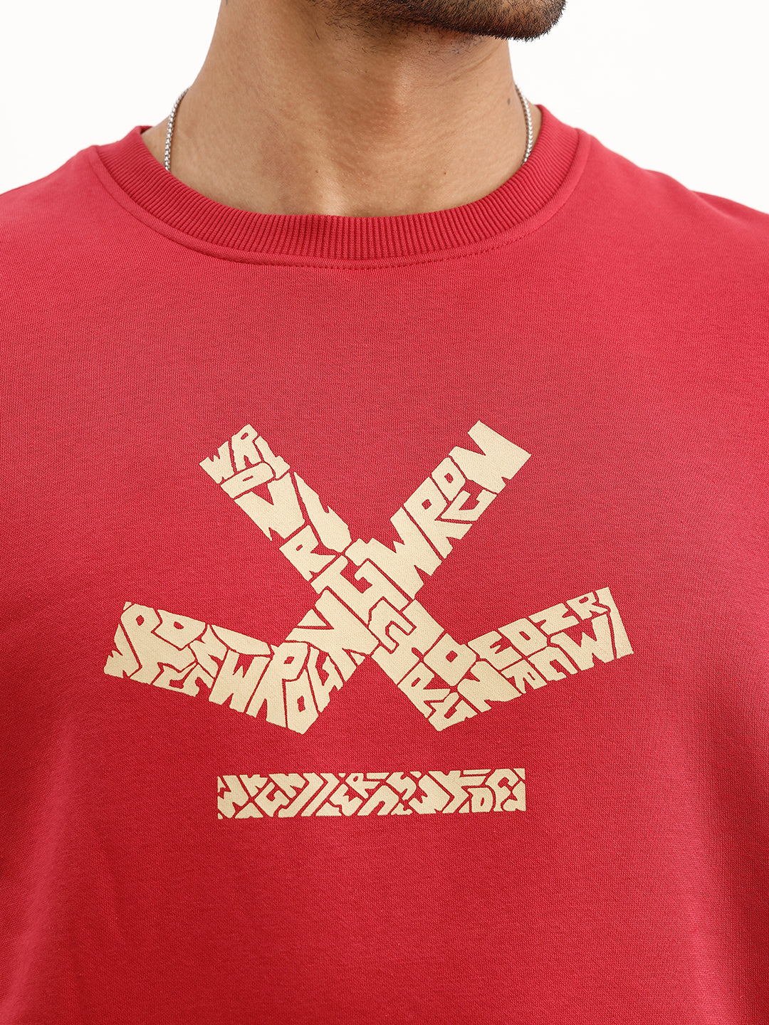 Comfort Fit Placement Printed Sweatshirt | Red