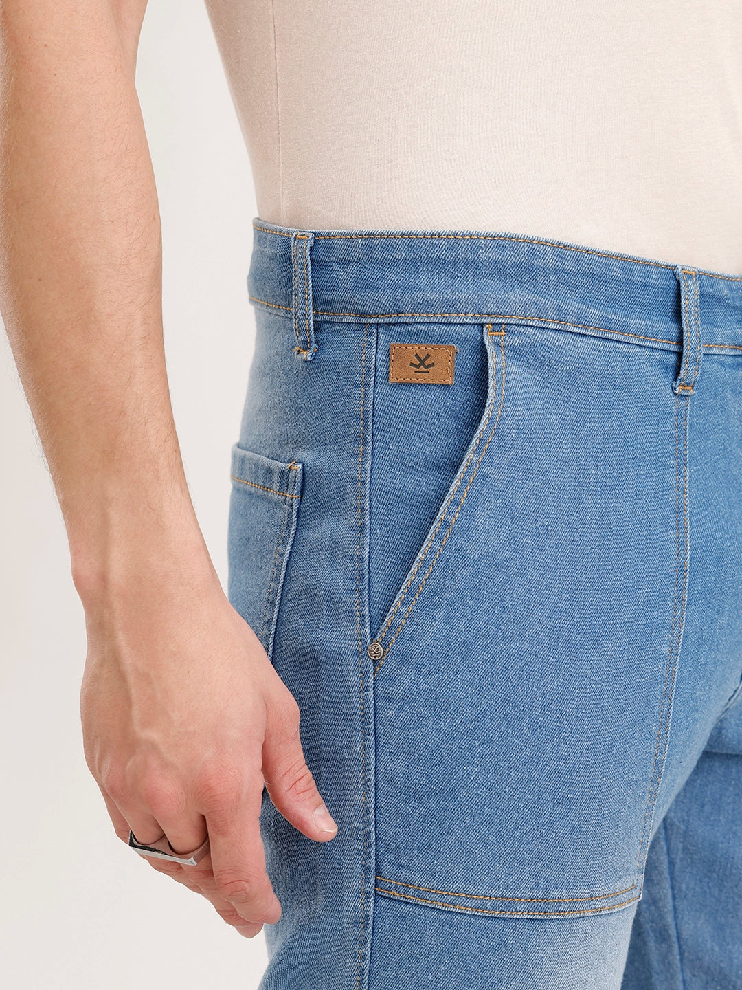 Relaxed Fit Cargo Denim Jeans | Blue