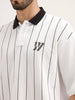 Oversized Striped Polo T-Shirt | White
