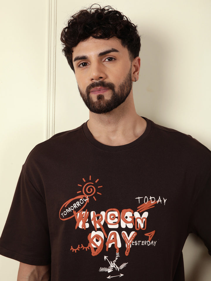 Puff Print Oversized T-Shirt | Brown