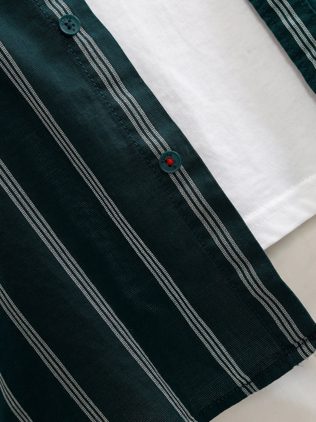 Open Dobby Stripe Shirt In Regular Fit  |  Dark Green
