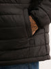 Solid Regular Fit Puffer Hooded Jacket | Black