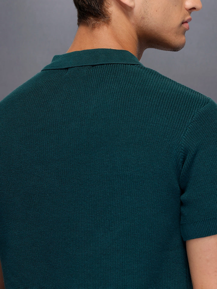 Fine-Textured knit polo | Green