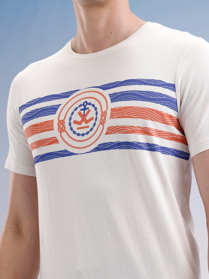 Slim Fit Classic Placement Printed T-Shirt  | Off White
