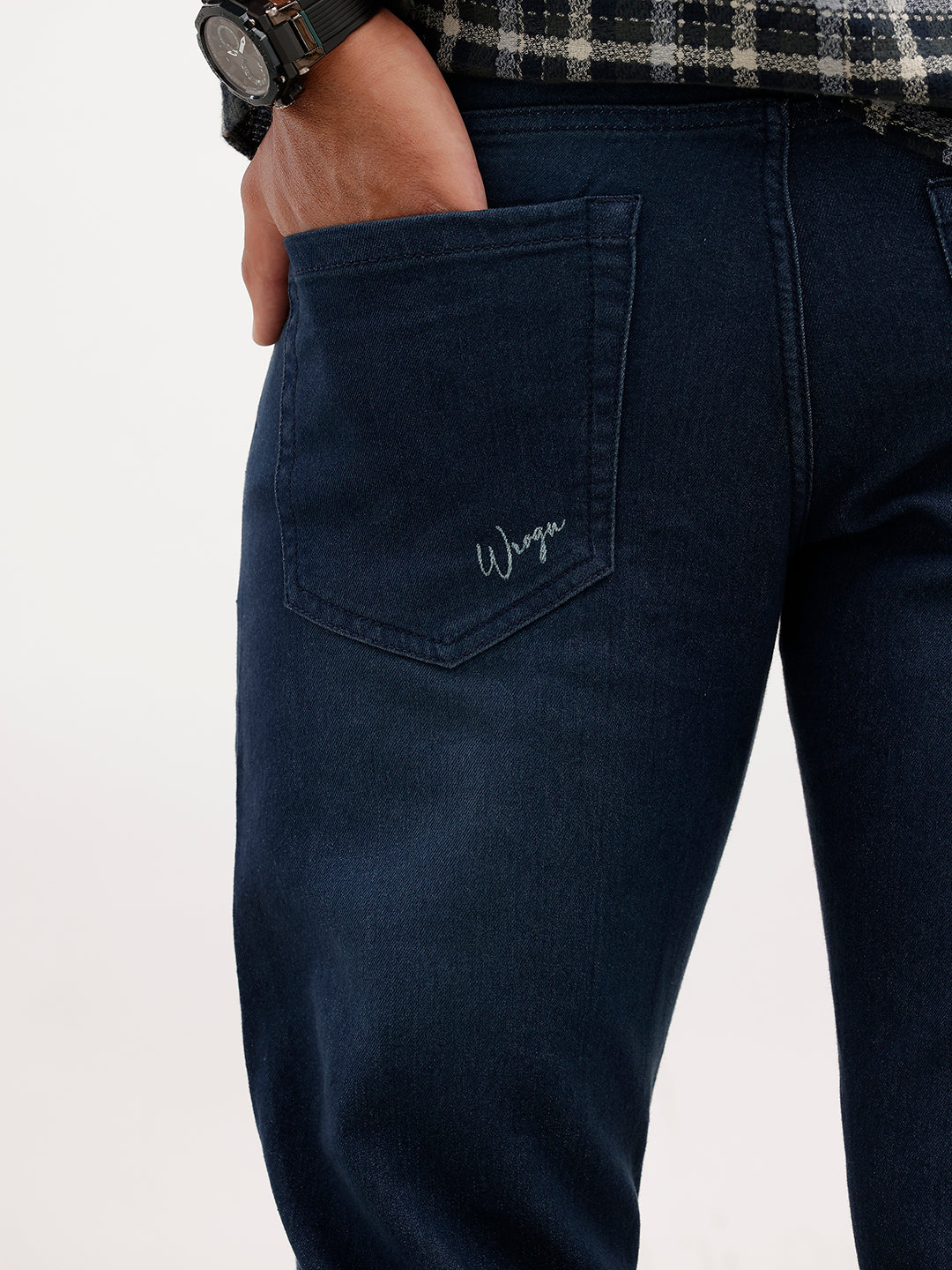 Solid Straight Fit Denim Jeans | Dark Blue