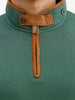Solid Contrast Quarter Zipper Sweatshirt | Green