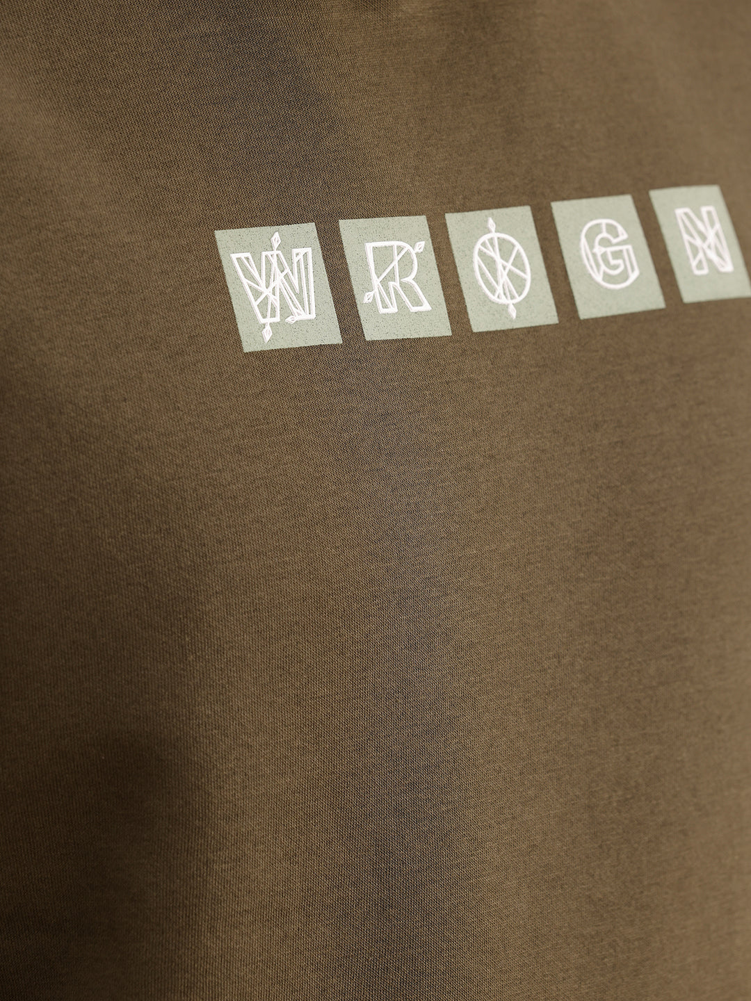 Classic Oversized Placement Printed Hoodie | Olive